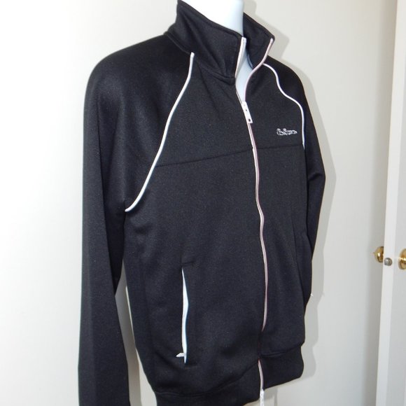 BEN SHERMAN ORIGINAL Full Zip COTTON Blend Track JACKET Black Raglan Sleeves NWT - Picture 6 of 8